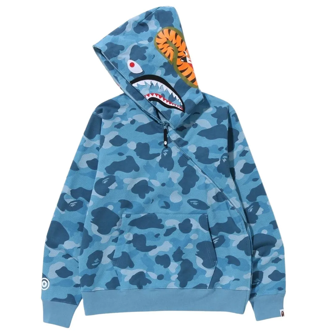 A Bathing Ape Men Honeycomb Camo Shark Full Zip Hoodie (blue)