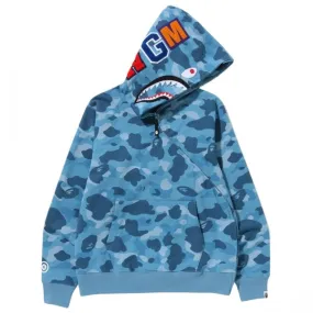 A Bathing Ape Men Honeycomb Camo Shark Full Zip Hoodie (blue)