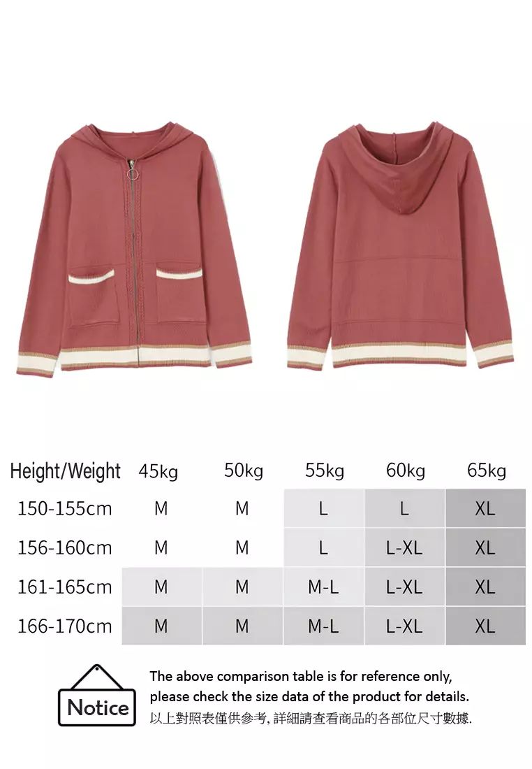 A-IN GIRLS Simple Colorblock Hooded Knit Jacket