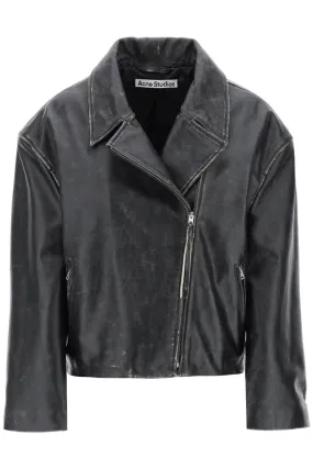 Acne Studios    Acne Studios Vintage Leather Jacket With Distressed Effect