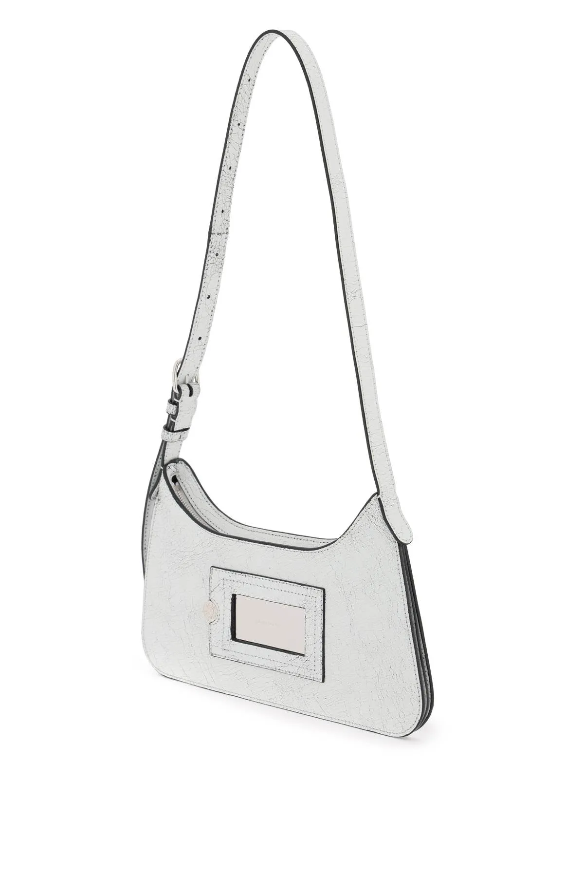 ACNE STUDIOS White Mini Crackle Calfskin Hobbig Shoulder Bag for Women SS24