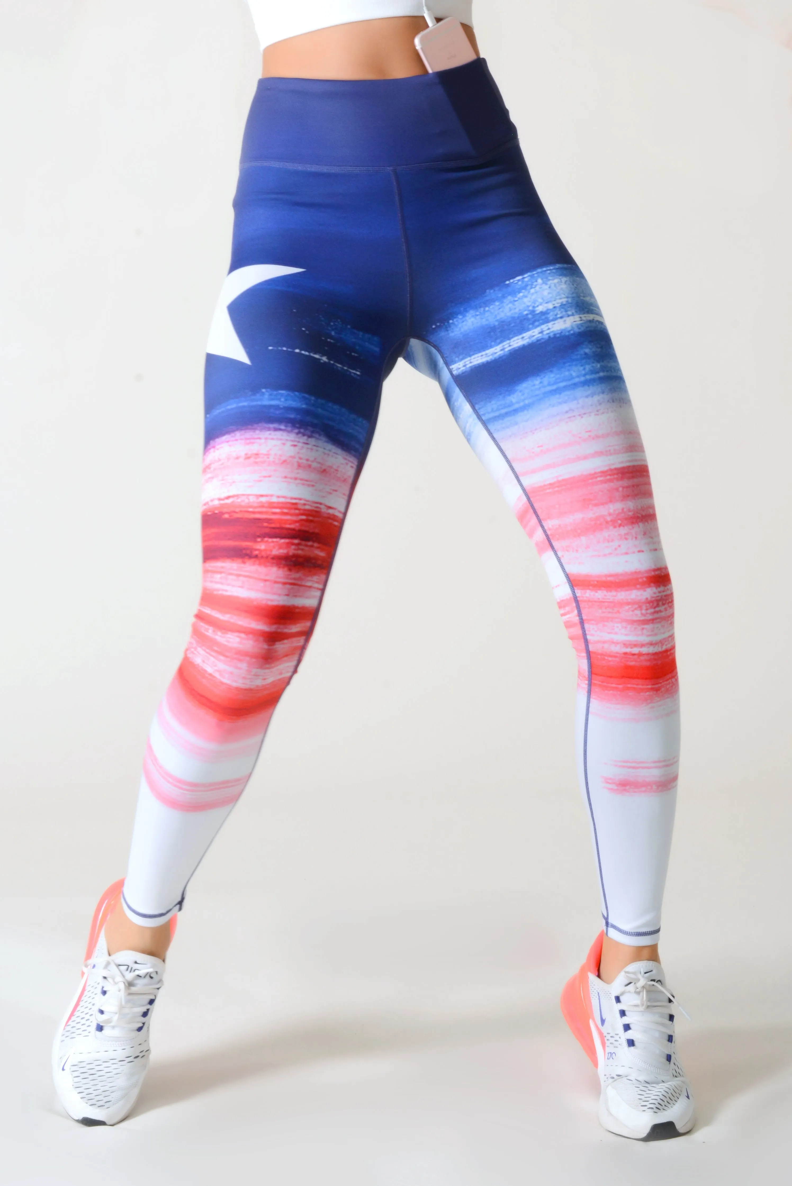 Active Red, White, & Blue Star Graphic Leggings