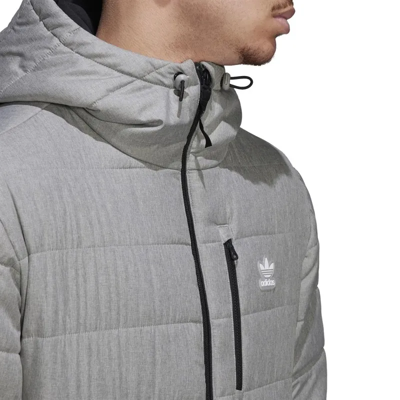 adidas Originals Mens Polar Land Insulated Padded Hooded Jacket Medium Grey Heather/Black