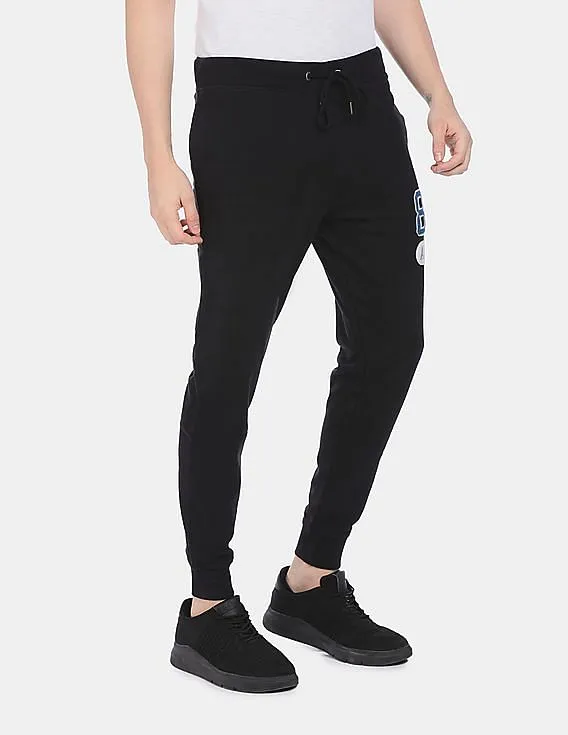 Aeropostale Men Black Drawstring Waist Brand Appliqued Joggers