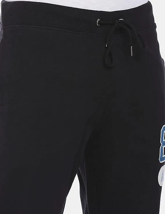 Aeropostale Men Black Drawstring Waist Brand Appliqued Joggers