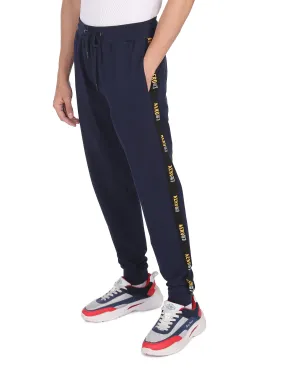 Aeropostale Men Navy Blue Mid Rise Solid Joggers