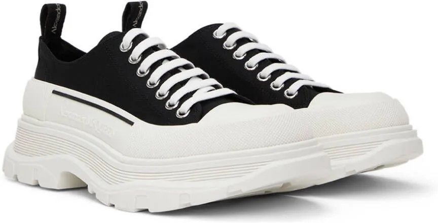 Alexander McQueen Black & White Tread Slick Sneakers