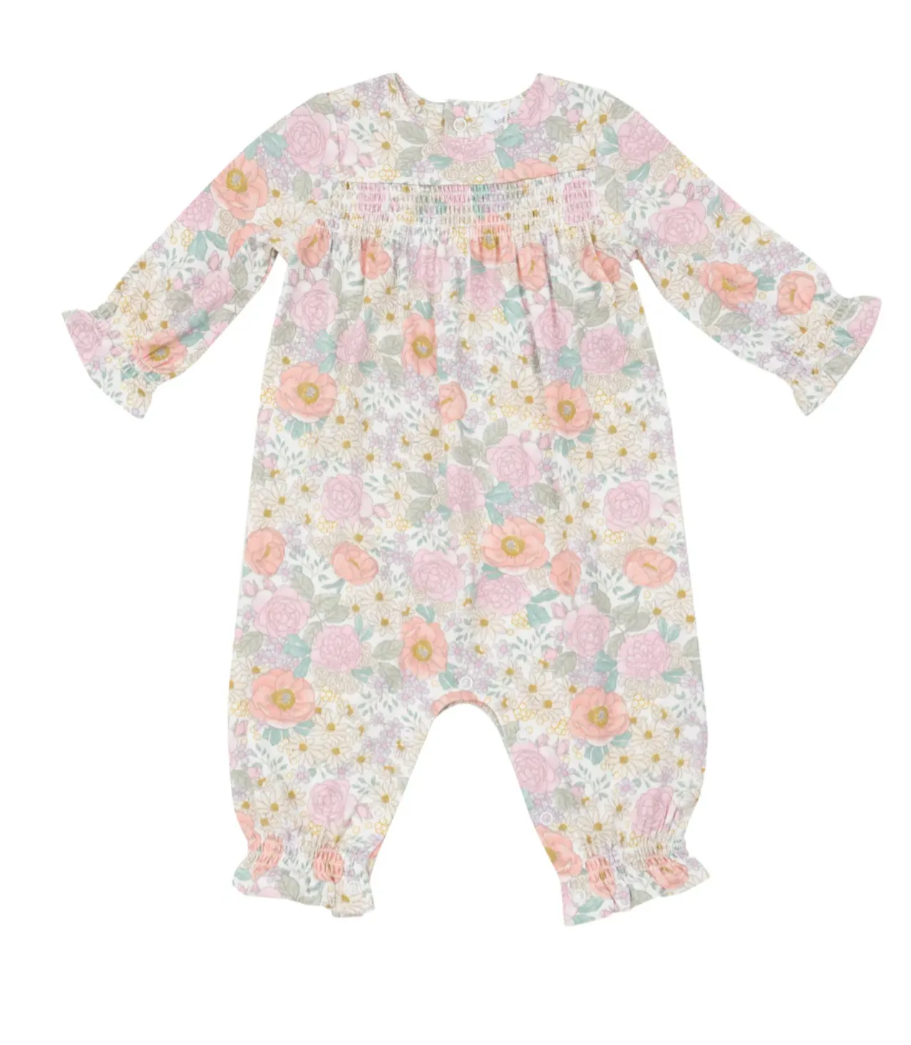 Angel Dear Smocked Romper- Peonies & Roses