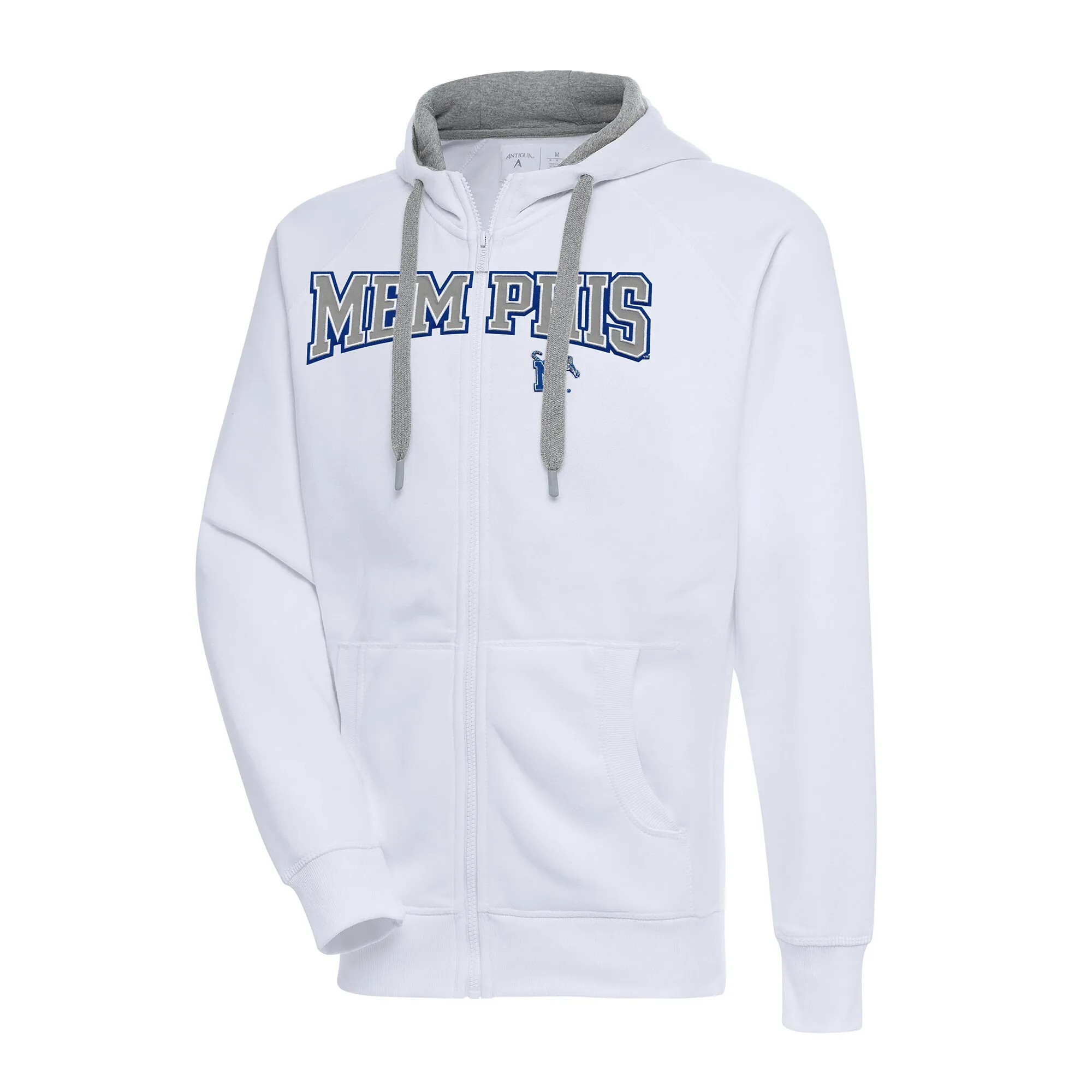 Antigua Memphis Tigers White Big & Tall Victory Raglan Full-Zip Hoodie Jacket