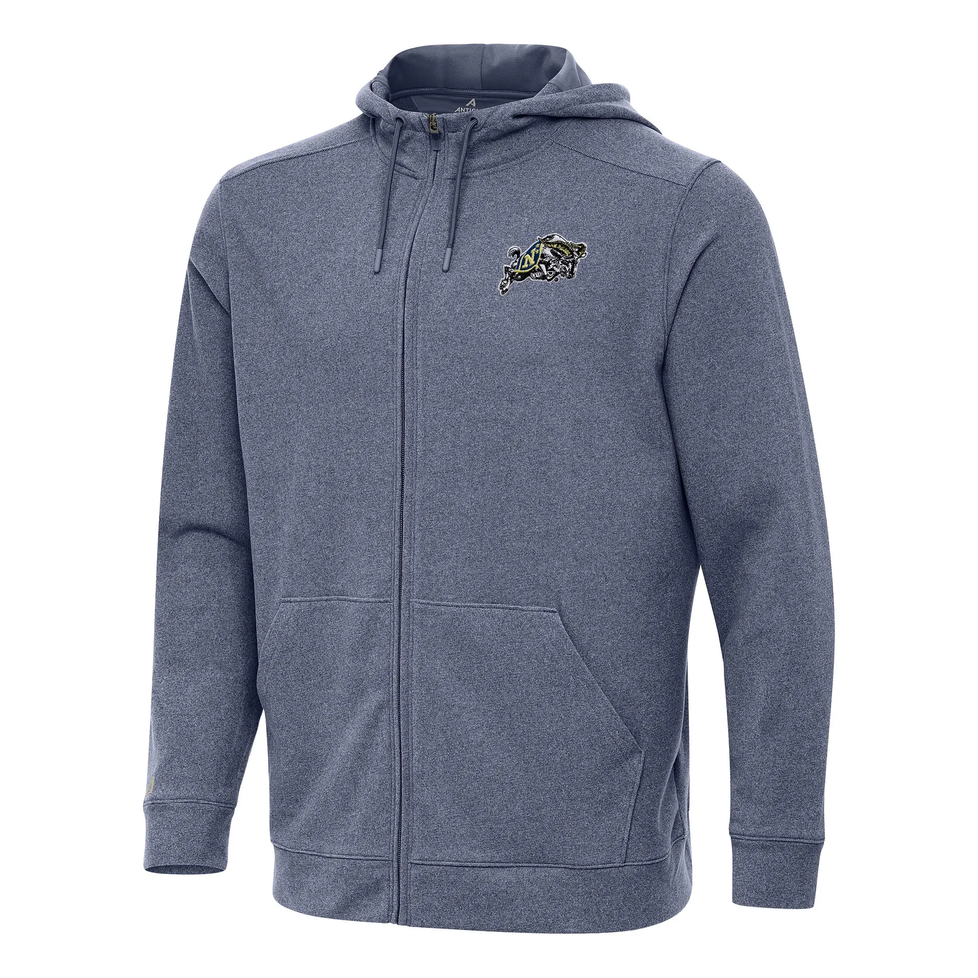 Antigua Navy Midshipmen Heather Navy Effortless Full-Zip Hoodie Jacket