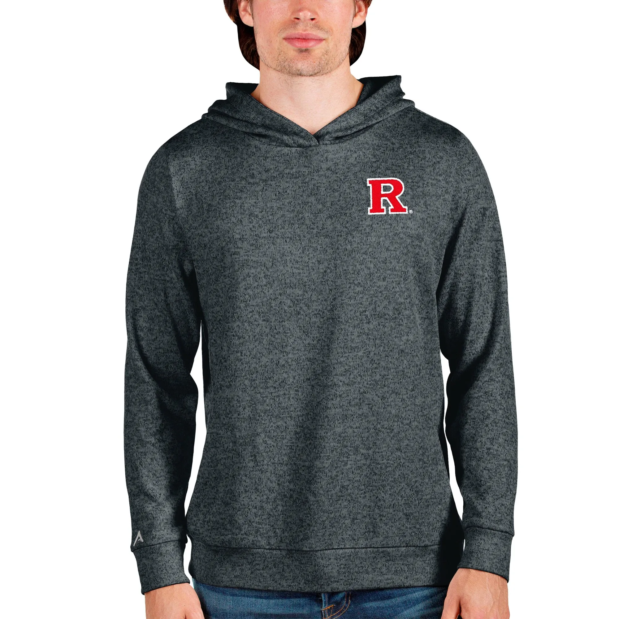 Antigua Rutgers Scarlet Knights Heathered Charcoal Absolute Pullover Hoodie