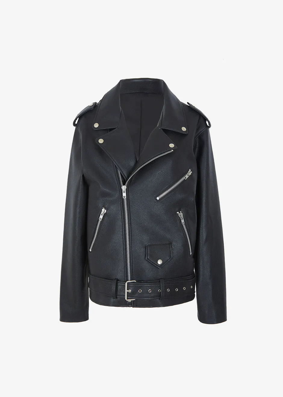 Aria Faux Leather Jacket - Black