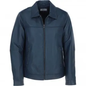 Ashwood Men's Leather Brando Jacket Navy: awl-brando