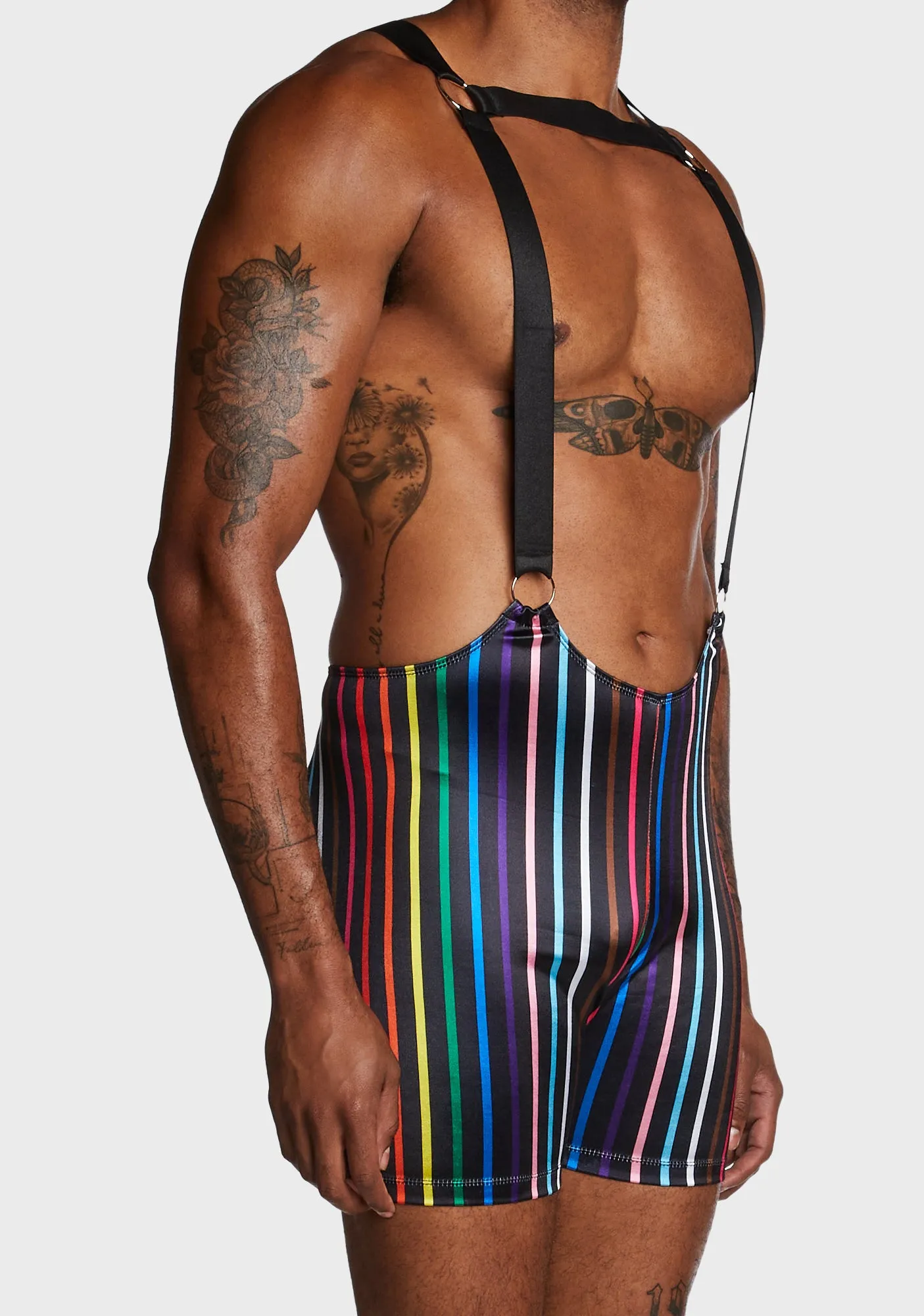 Atomic Bliss Harness Romper - Black/Rainbow-