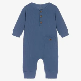 Baby Boys Blue Pima Cotton Romper