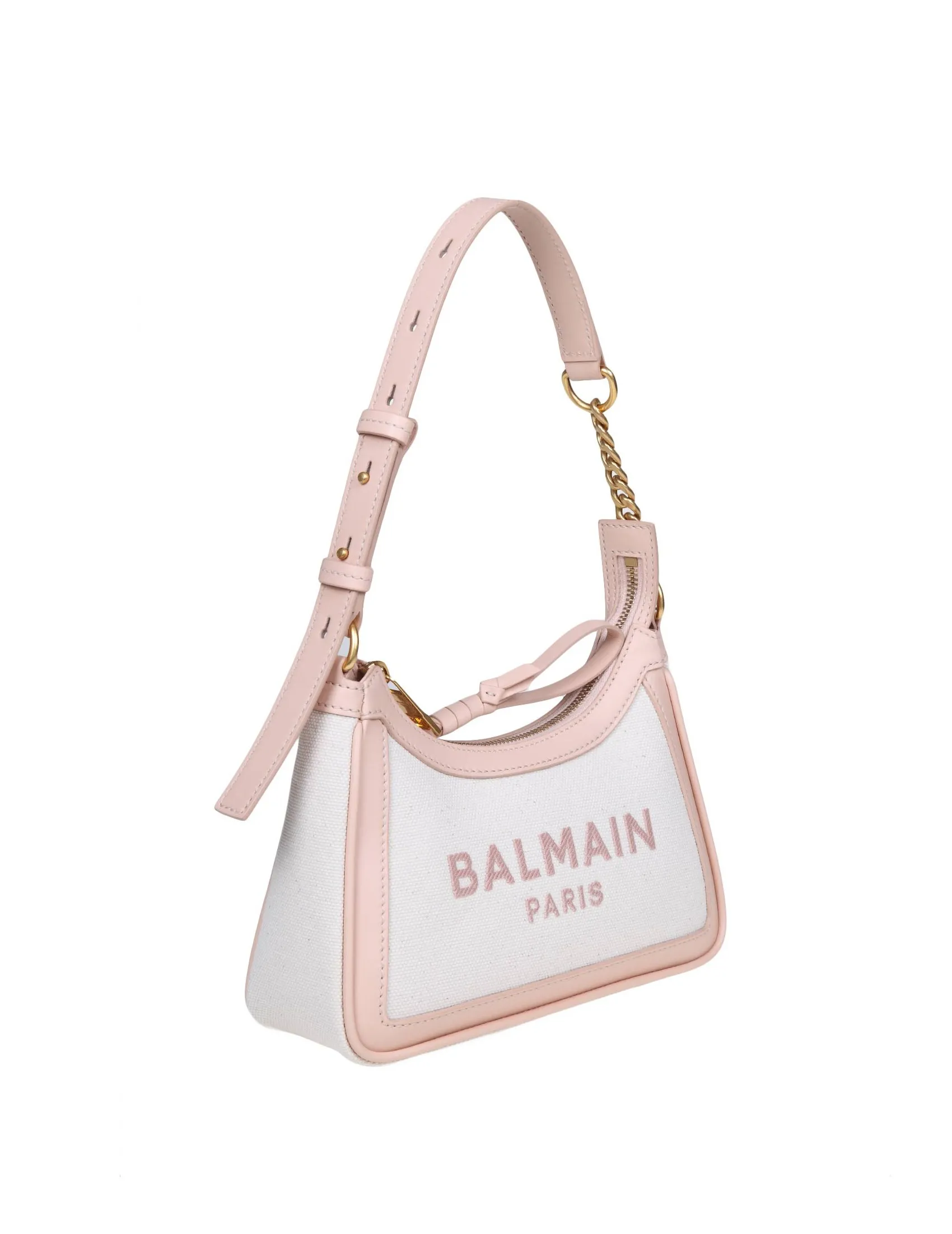 BALMAIN B-ARMY 26 BAG IN CANVAS AND LEATHER