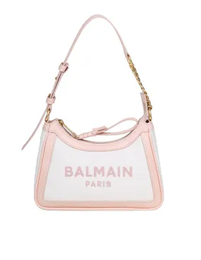 BALMAIN B-ARMY 26 BAG IN CANVAS AND LEATHER