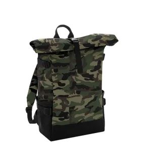 Block roll top backpack one size jungle camo/black Bagbase