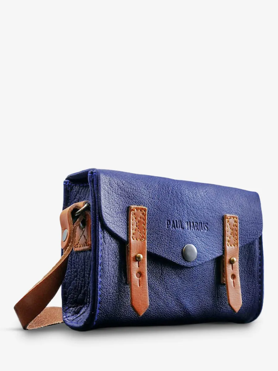 Blue Leather Shoulder Bag - Le Mini Indispensable Egyptian Blue | PAUL MARIUS