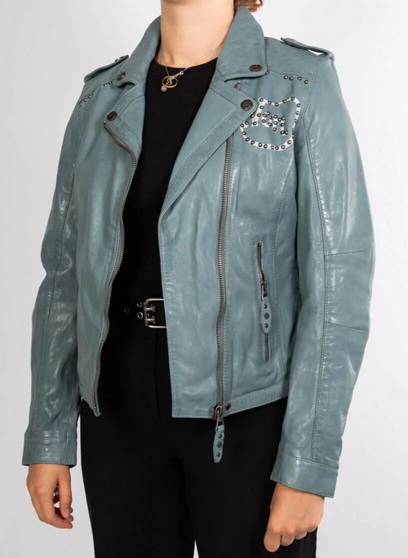 Bluestorm women's leather jacket biker style rose garden lacosta