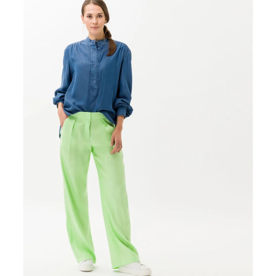 Brax Maine Linen Trousers Relaxed Fit 72-2258 Frozen Apple