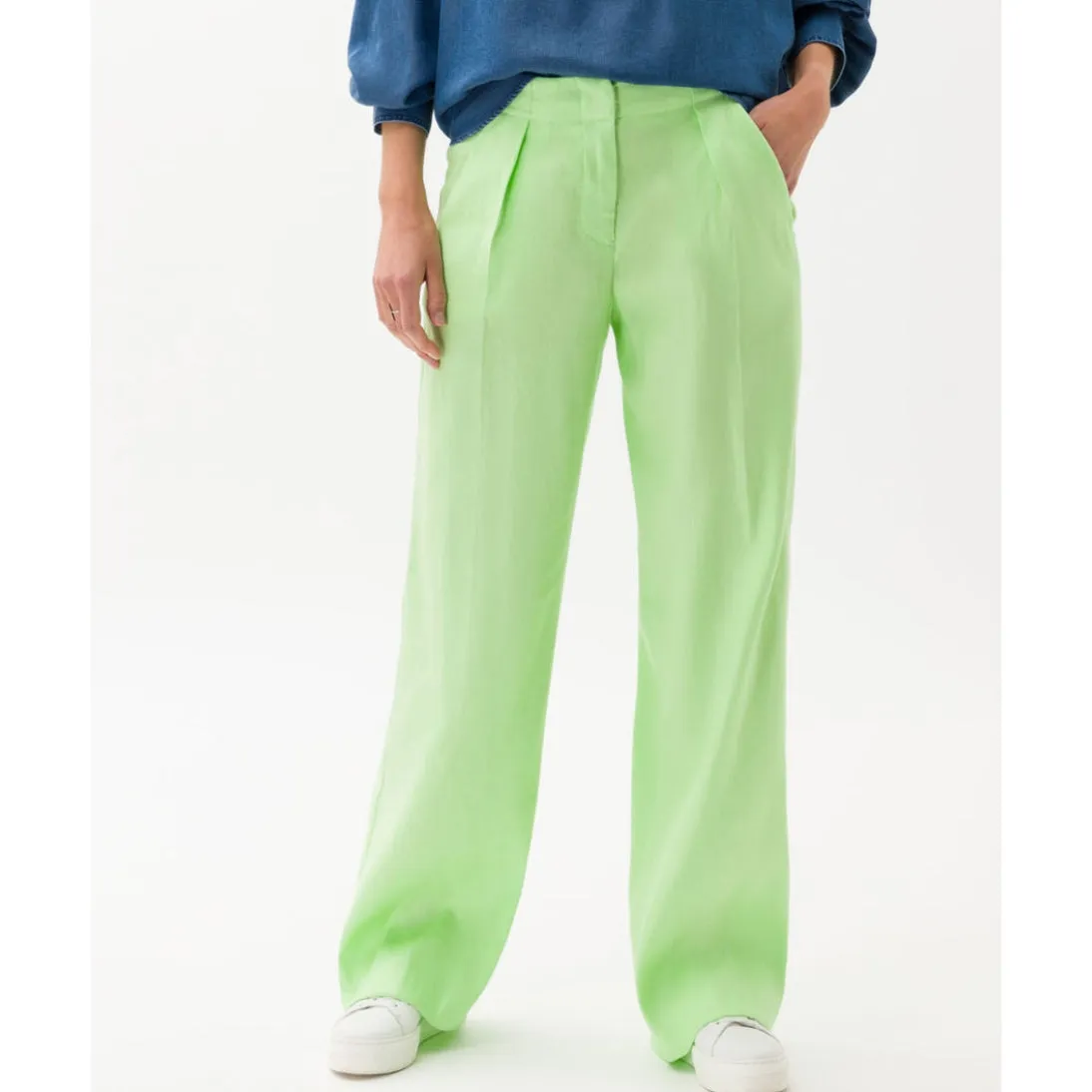 Brax Maine Linen Trousers Relaxed Fit 72-2258 Frozen Apple