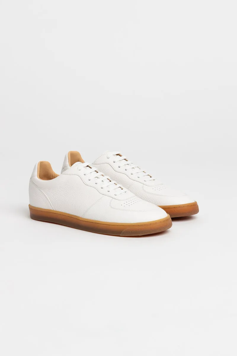 Brunello Cucinelli White/Tan Deerskin Sneakers