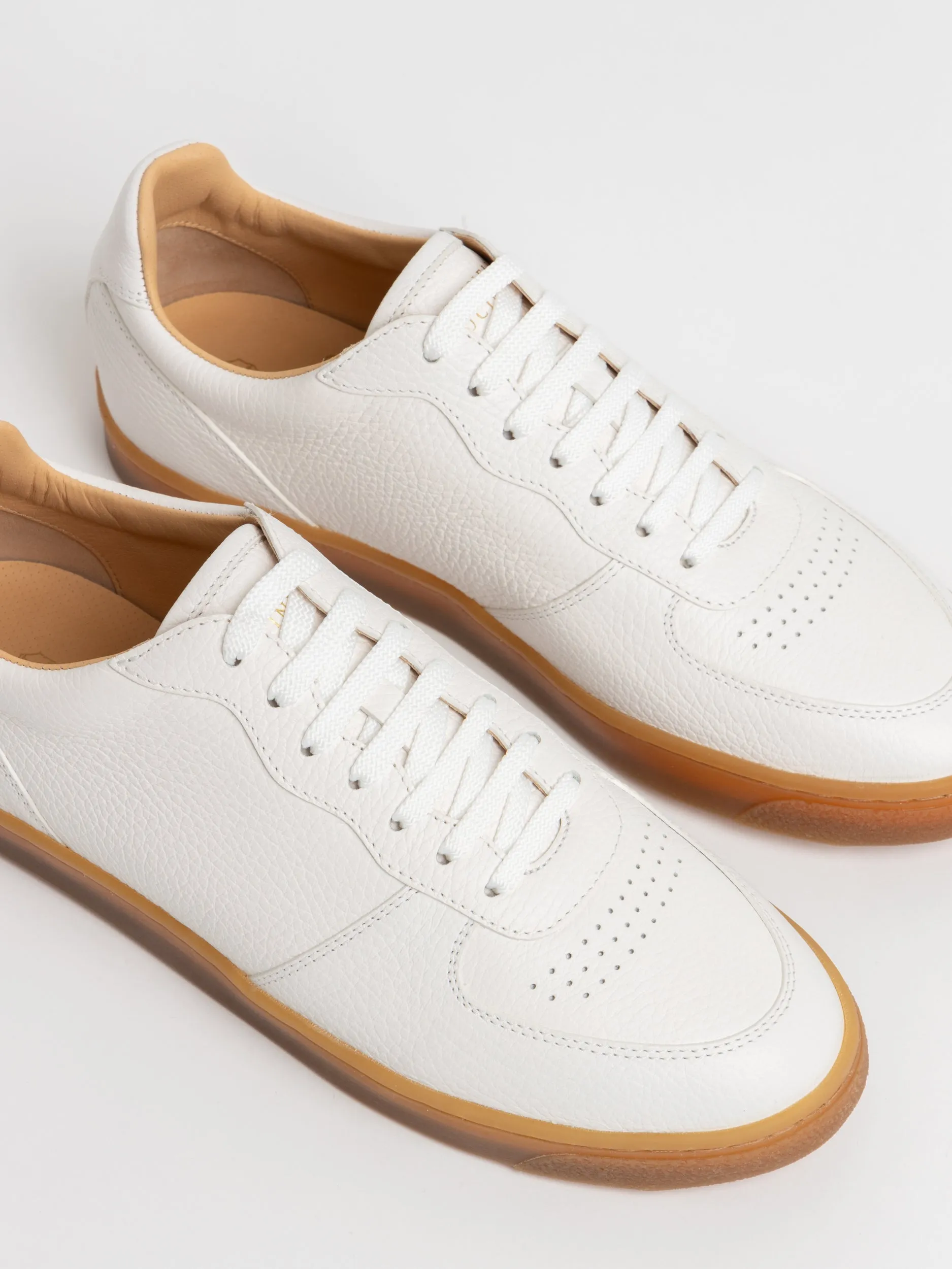 Brunello Cucinelli White/Tan Deerskin Sneakers