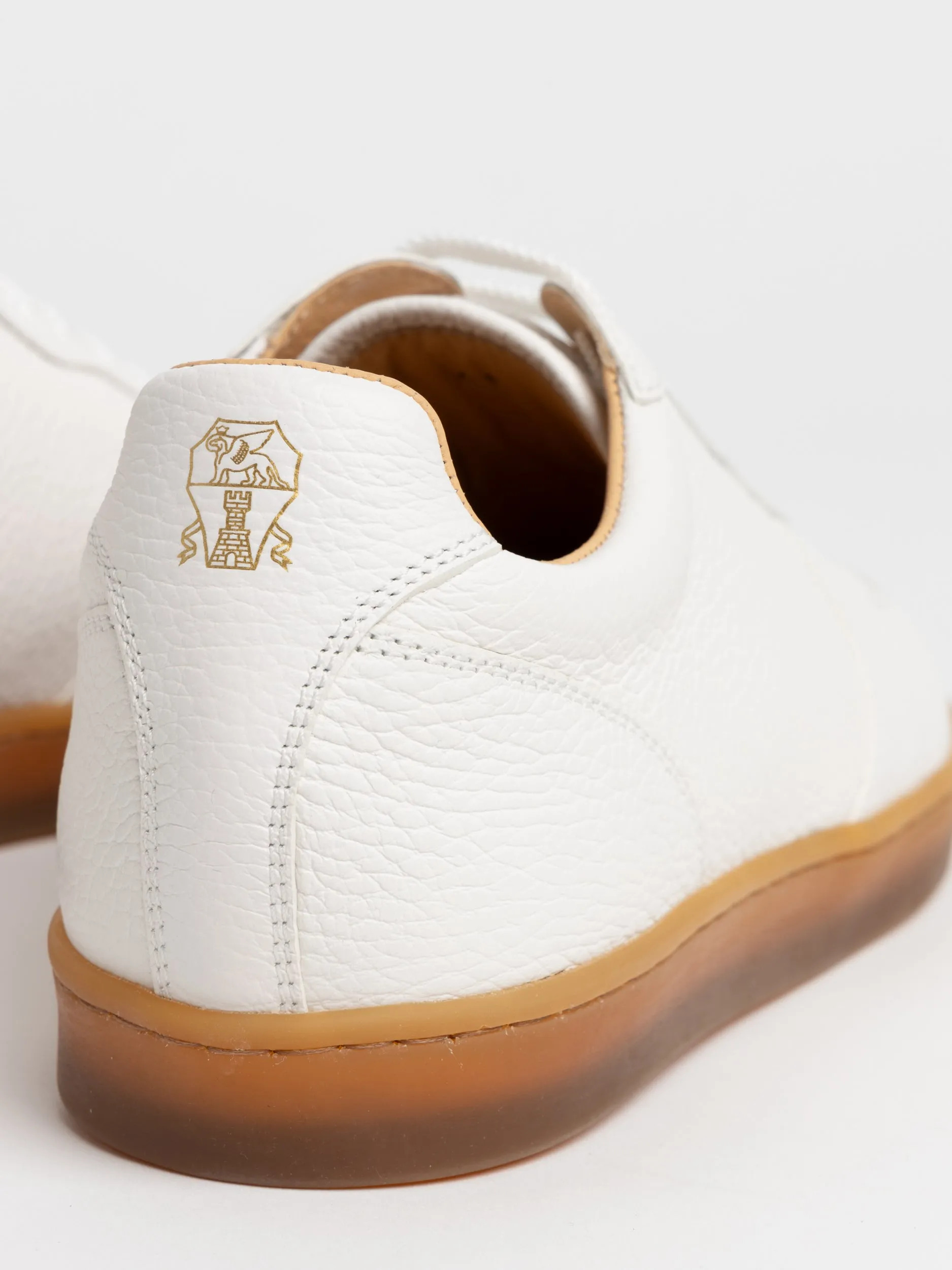 Brunello Cucinelli White/Tan Deerskin Sneakers