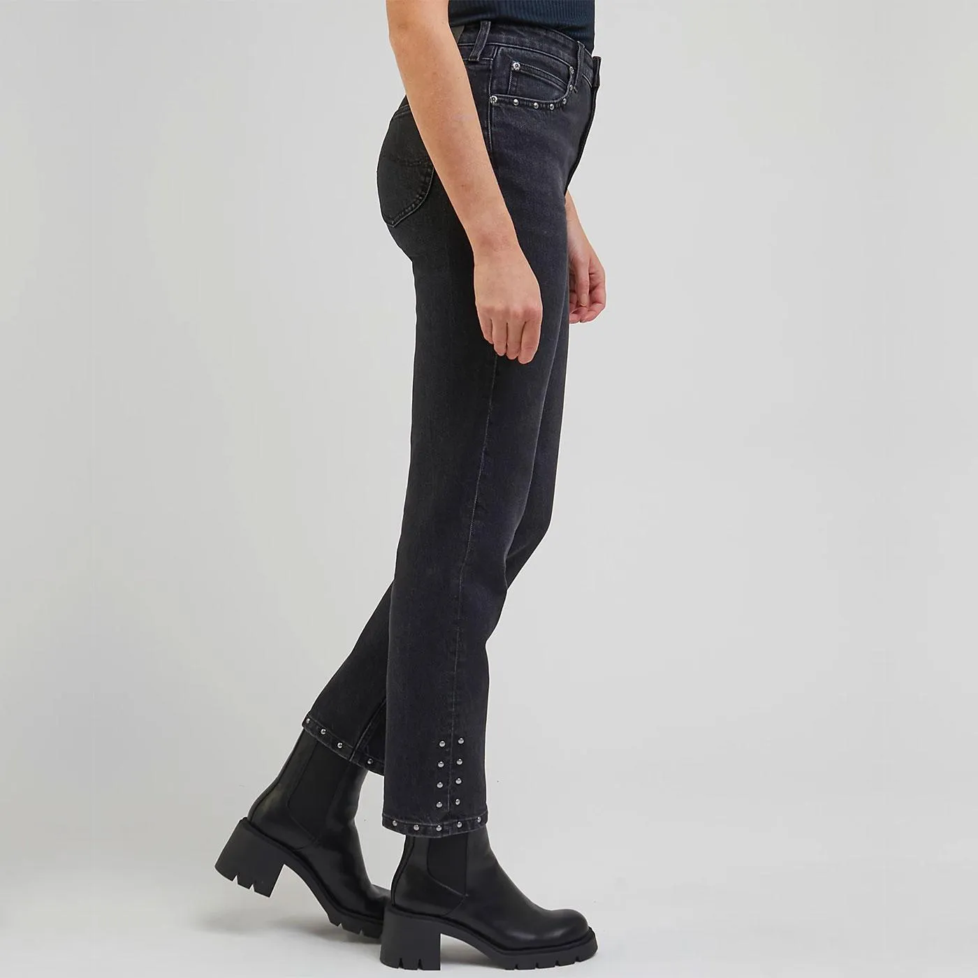 Carol Lee Retro Rivet Trimmed Straight Jeans MP