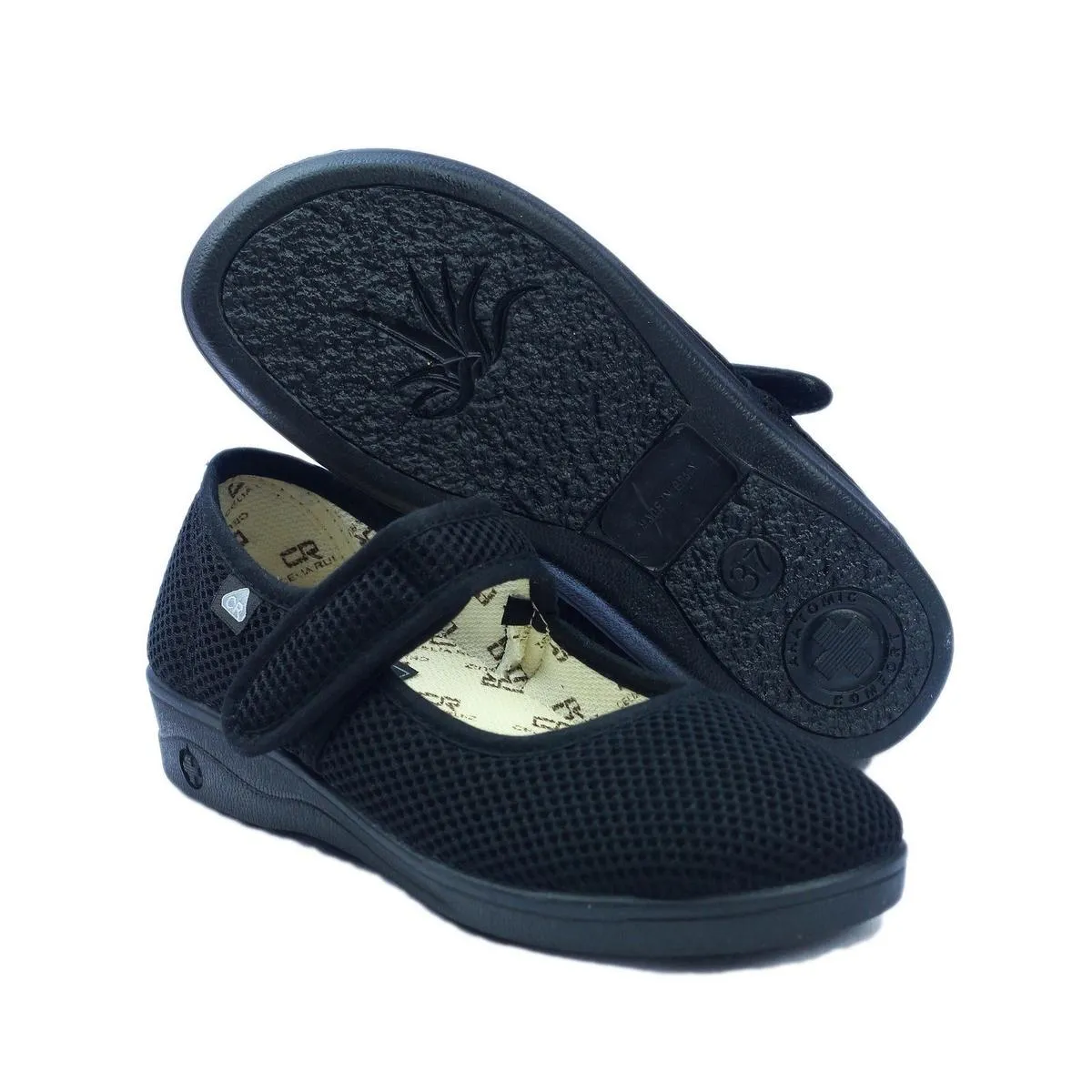 Celia Ruiz 204 Touch Fastening Slipper Wide Fit Black