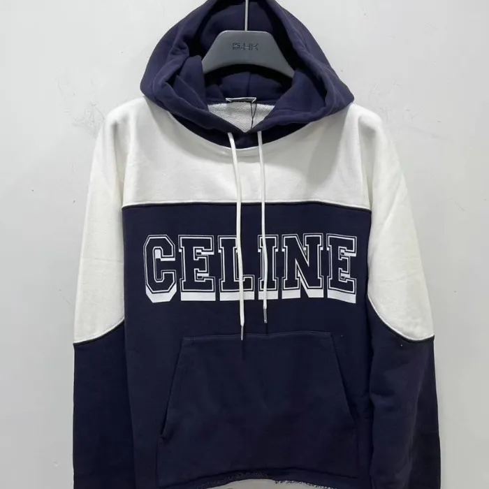 CELINE  |Two-tone Celine hoodie in cotton fleece