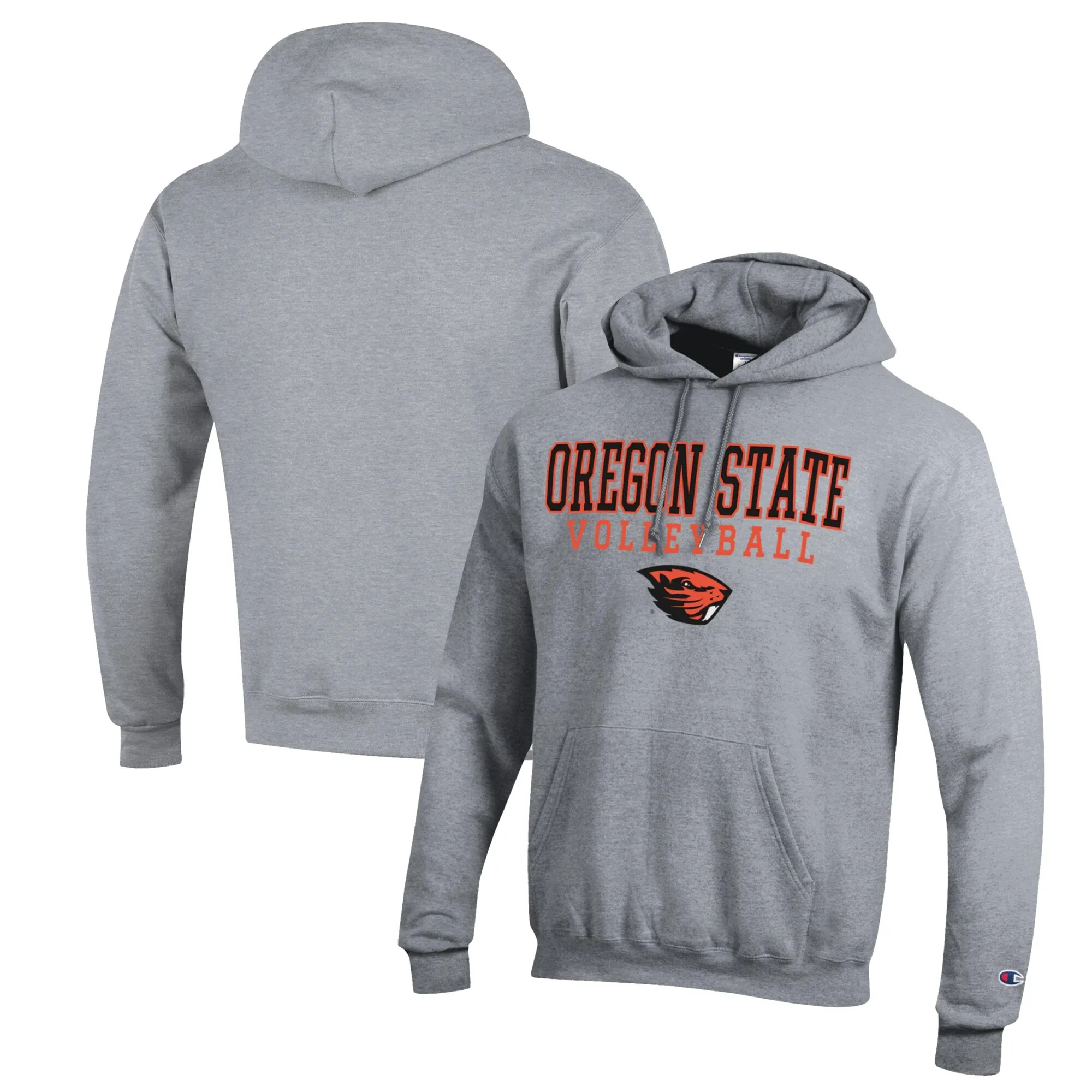 Champion Oregon State Beavers Heather Gray Stack Logo Volleyball Powerblend Pullover Hoodie