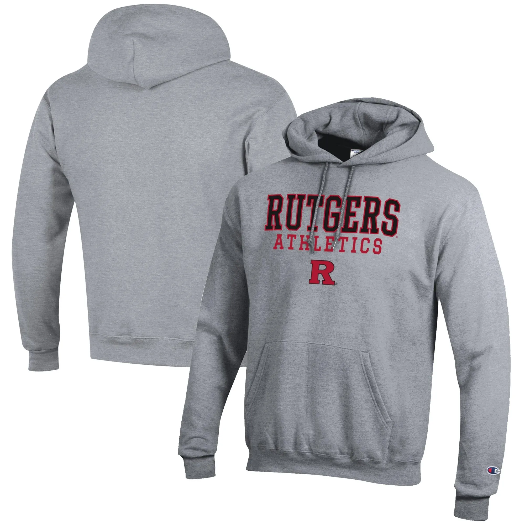 Champion  Rutgers Scarlet Knights Gray Athletics Logo Stack Pullover Hoodie