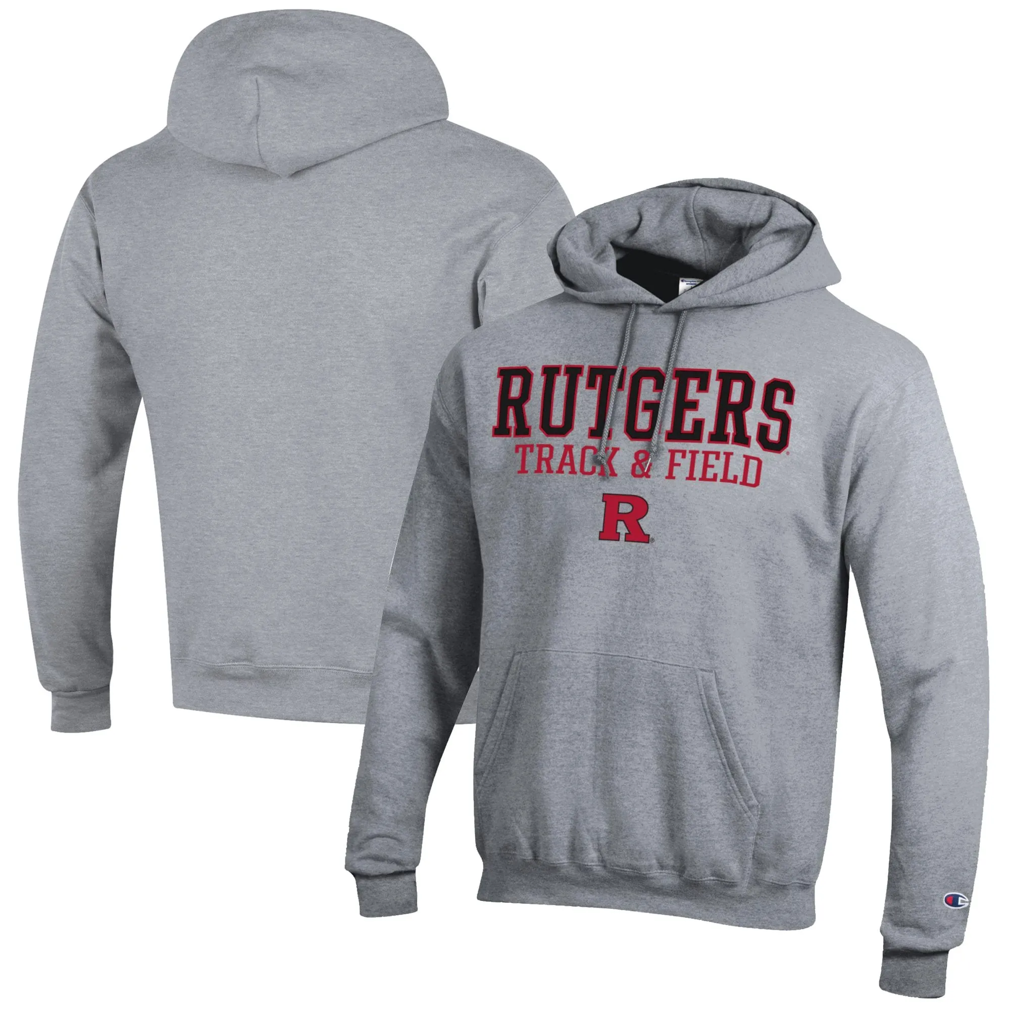 Champion  Rutgers Scarlet Knights Gray Track & Field Stack Powerblend Pullover Hoodie