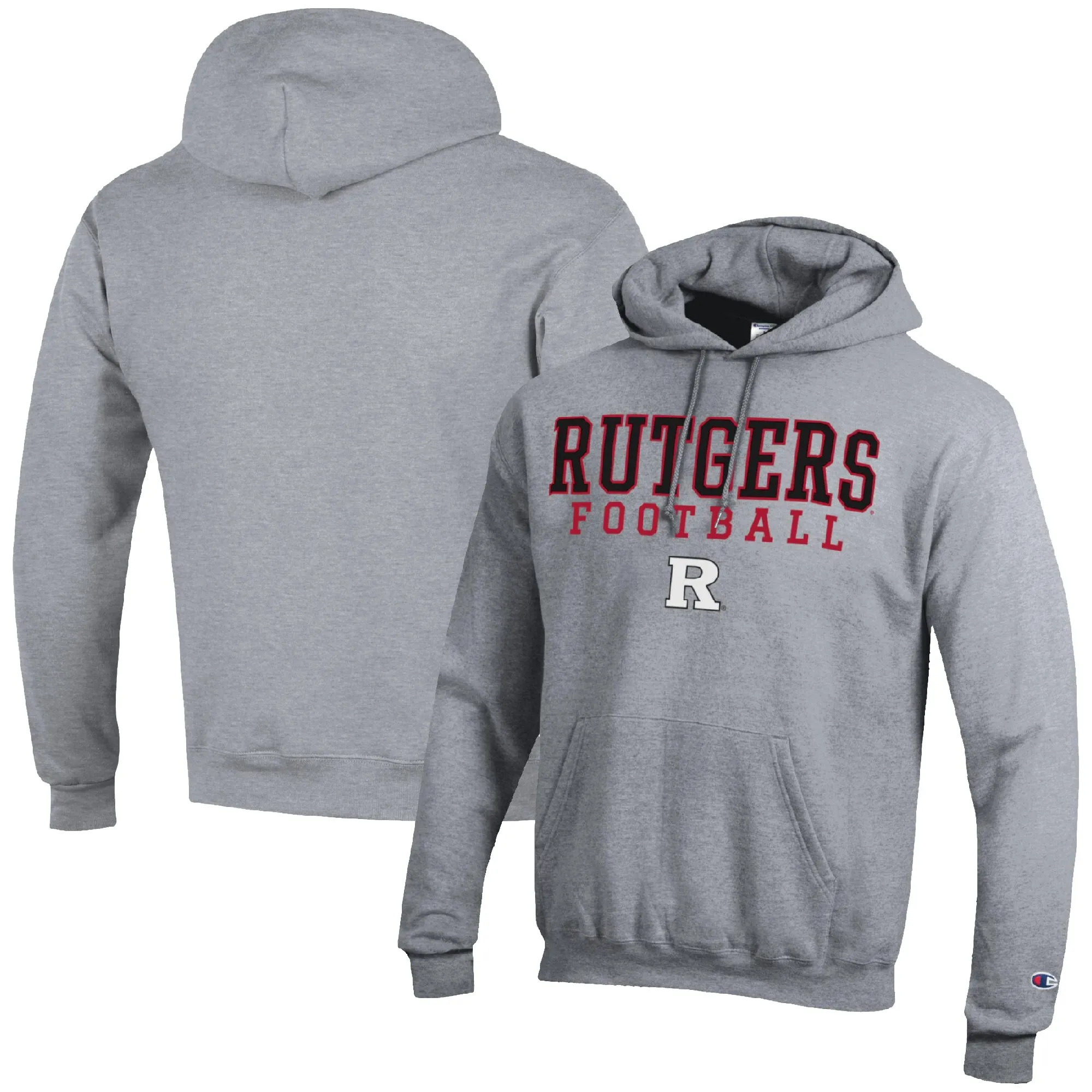 Champion Rutgers Scarlet Knights Heather Gray Football Stack Pullover Hoodie