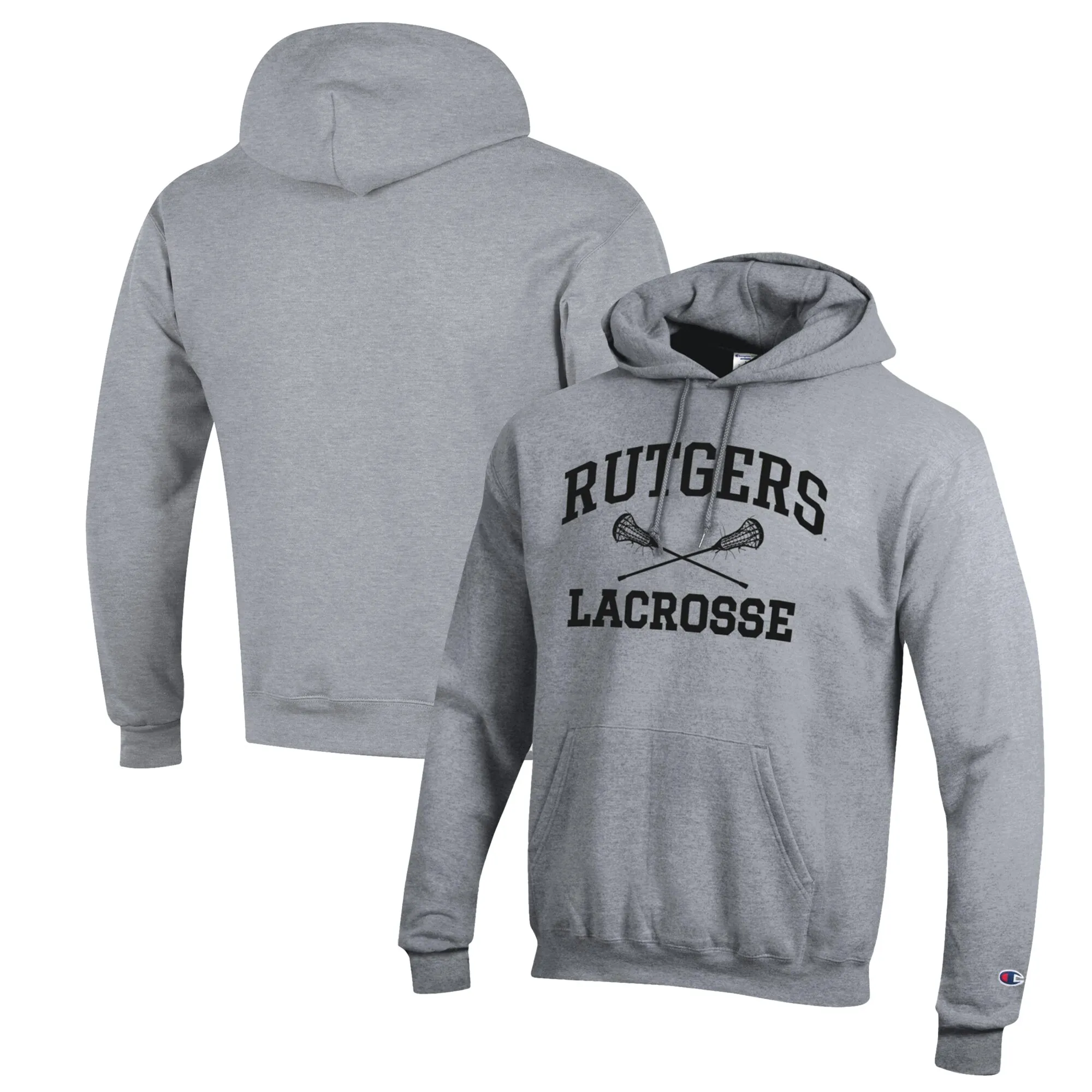 Champion Rutgers Scarlet Knights Heather Gray Lacrosse Icon Powerblend Pullover Hoodie