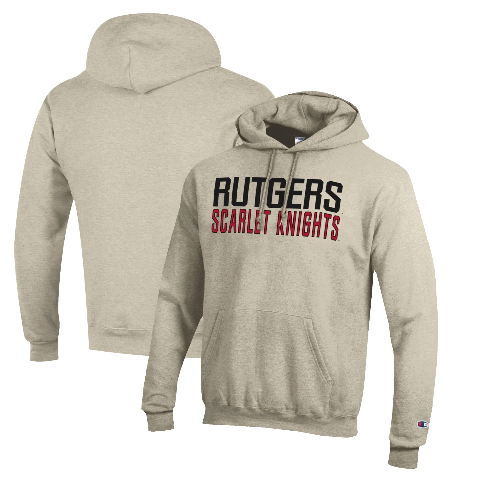 Champion Rutgers Scarlet Knights Heathered Oatmeal Eco Powerblend Pullover Hoodie