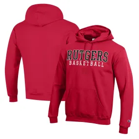 Champion Rutgers Scarlet Knights Scarlet Basketball Stack Pullover Hoodie