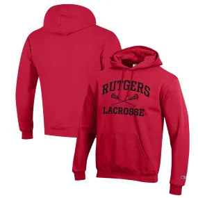 Champion Rutgers Scarlet Knights Scarlet Lacrosse Icon Powerblend Pullover Hoodie