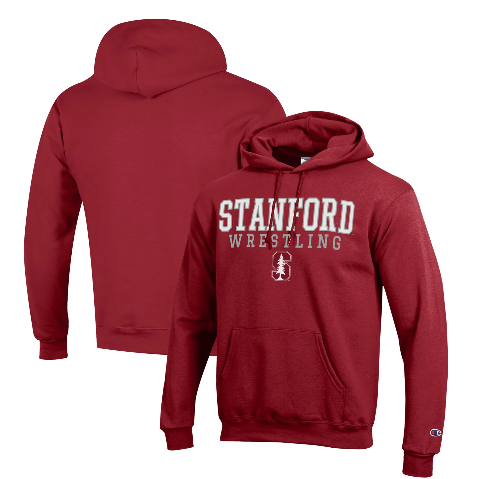 Champion Stanford Cardinal Cardinal Wrestling Stack Logo Powerblend Pullover Hoodie