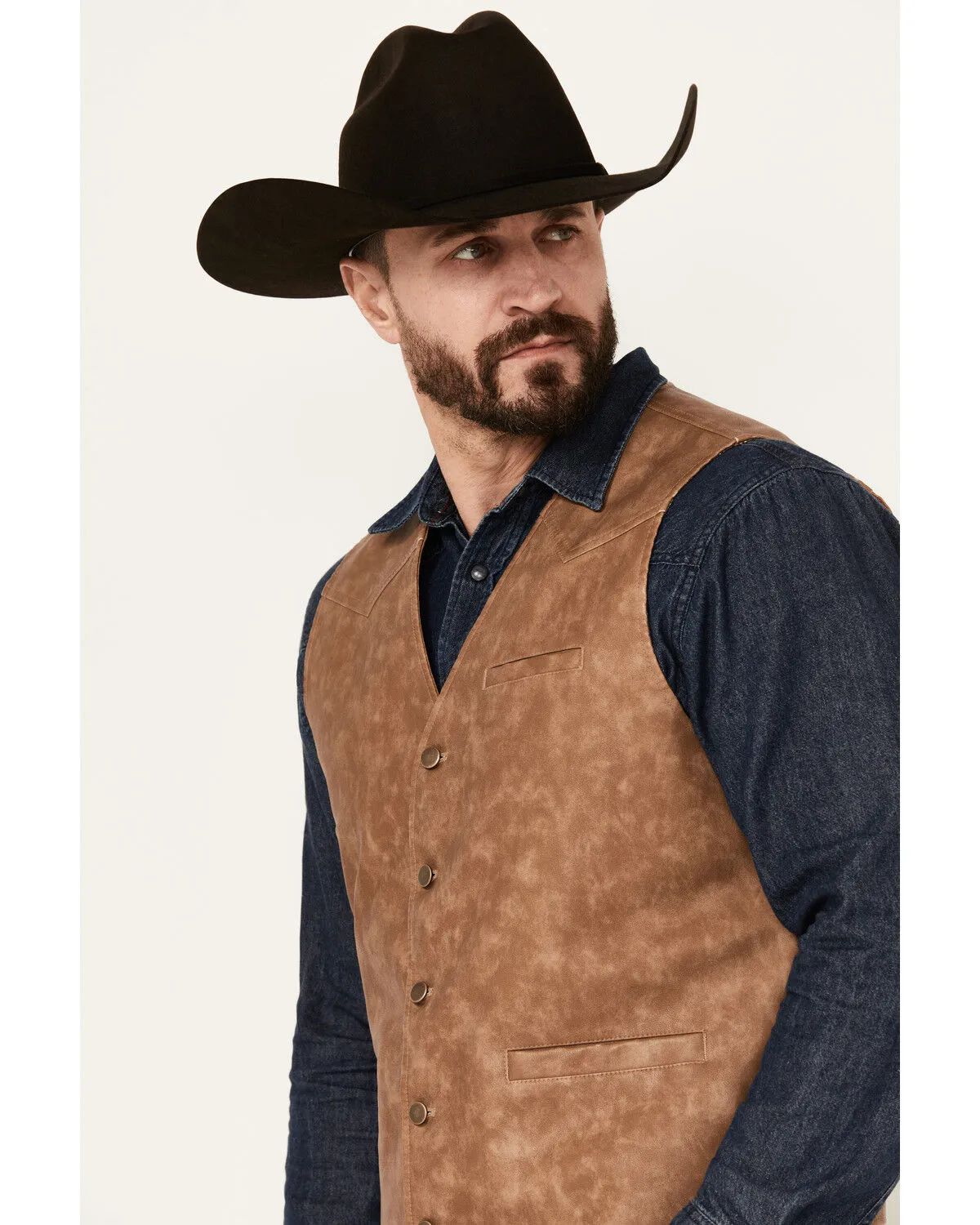 Cody James Men's Hoof Print Faux Leather Vest