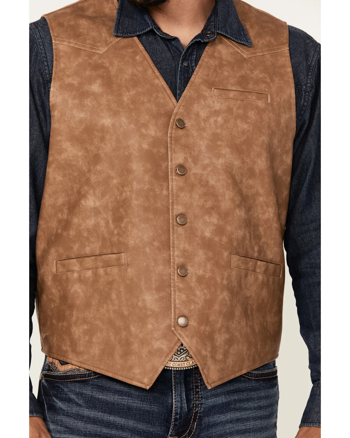 Cody James Men's Hoof Print Faux Leather Vest