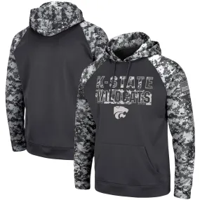 Colosseum Kansas State Wildcats Charcoal OHT Military Appreciation Digital Camo Pullover Hoodie