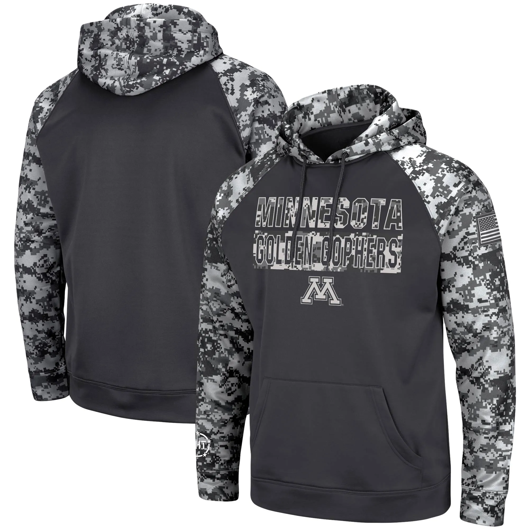 Colosseum Minnesota Golden Gophers Charcoal OHT Military Appreciation Digital Camo Pullover Hoodie