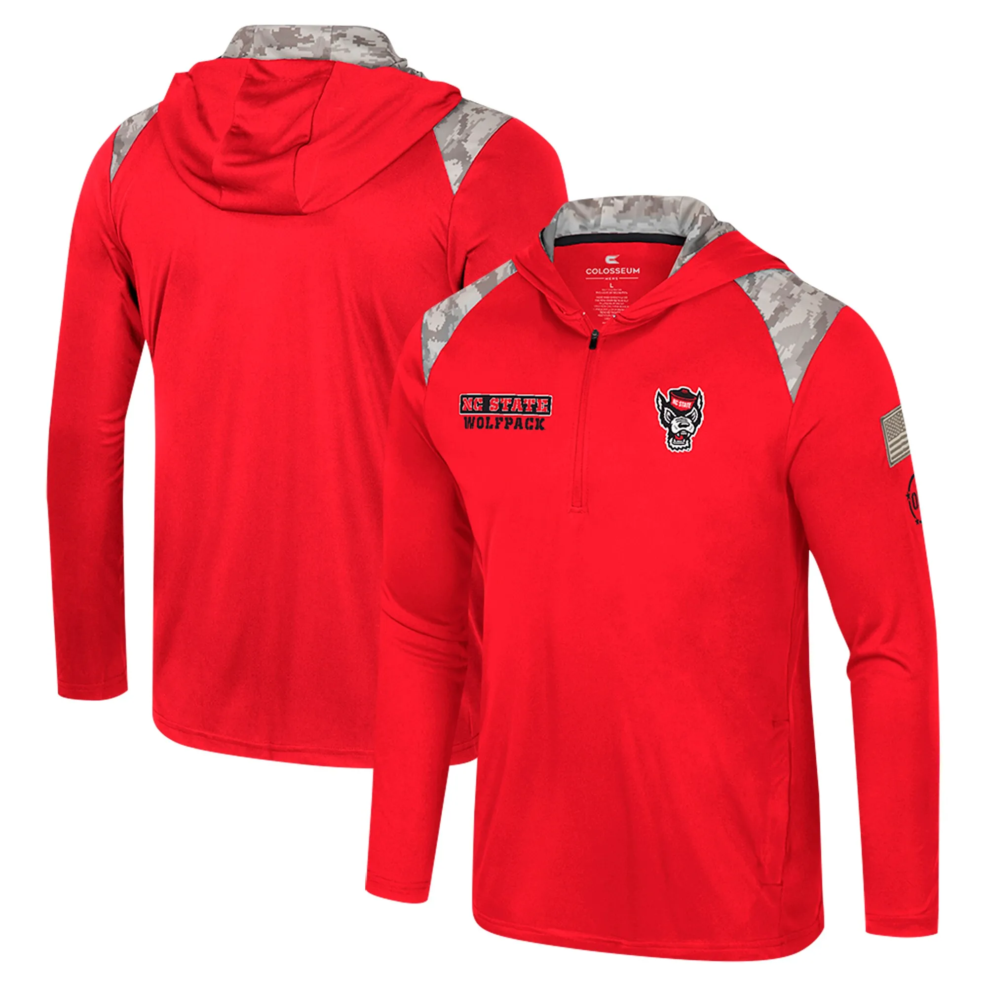 Colosseum NC State Wolfpack Red OHT Military Appreciation Quarter-Zip Hoodie Jacket