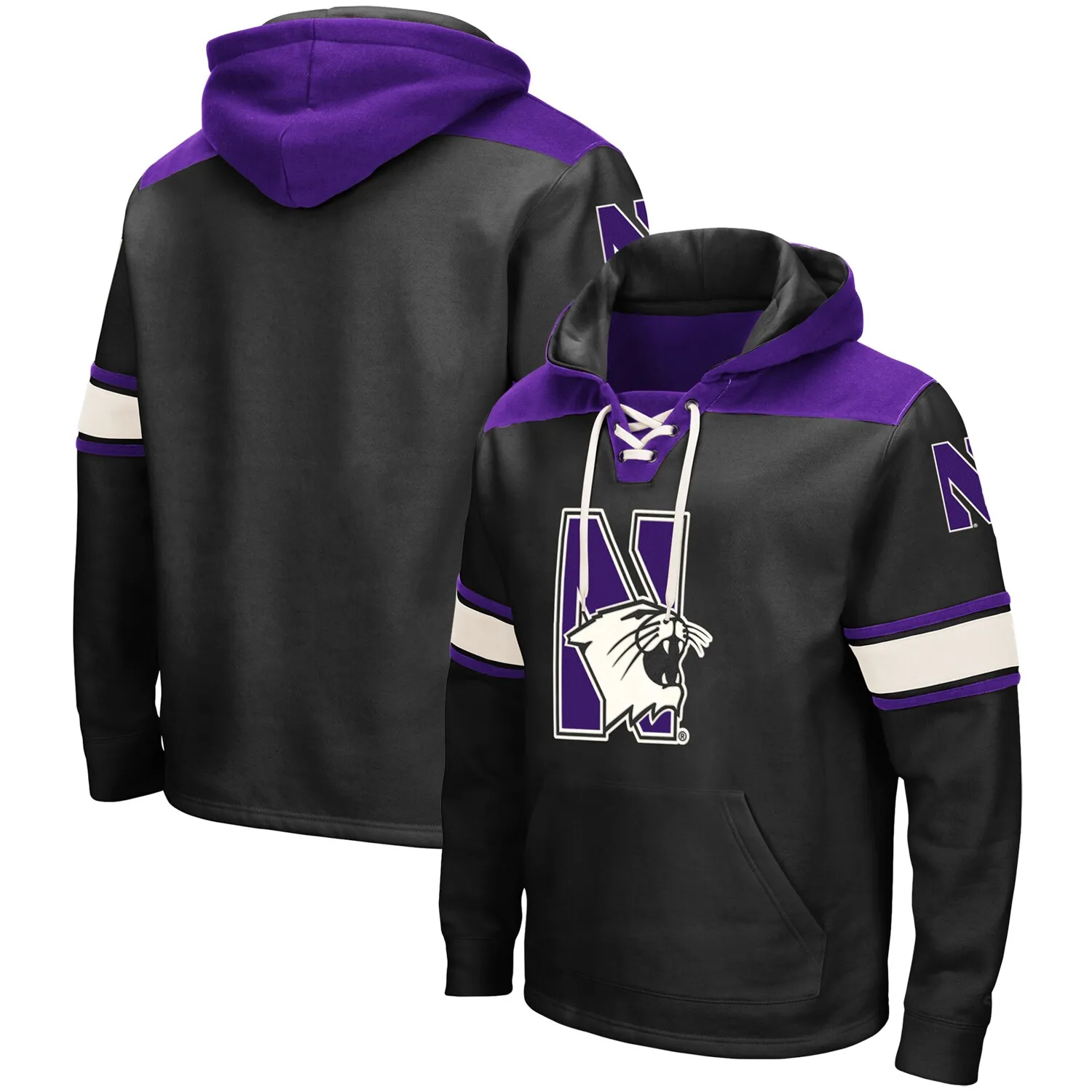 Colosseum Northwestern Wildcats Black 2.0 Lace-Up Pullover Hoodie