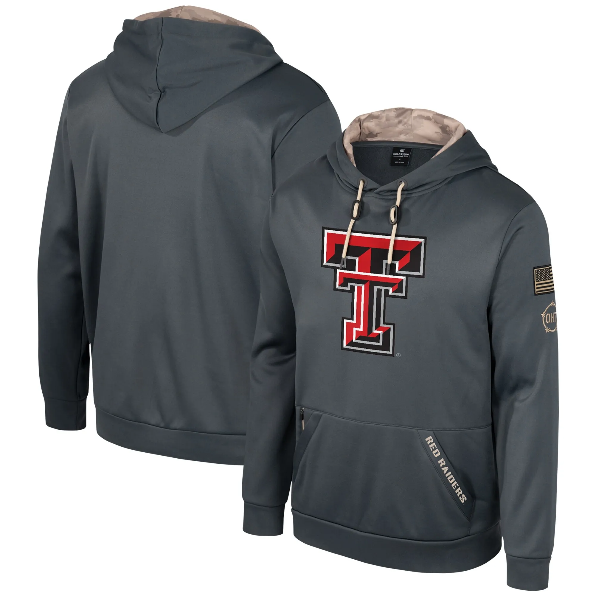 Colosseum Texas Tech Red Raiders Charcoal OHT Military Appreciation Pullover Hoodie