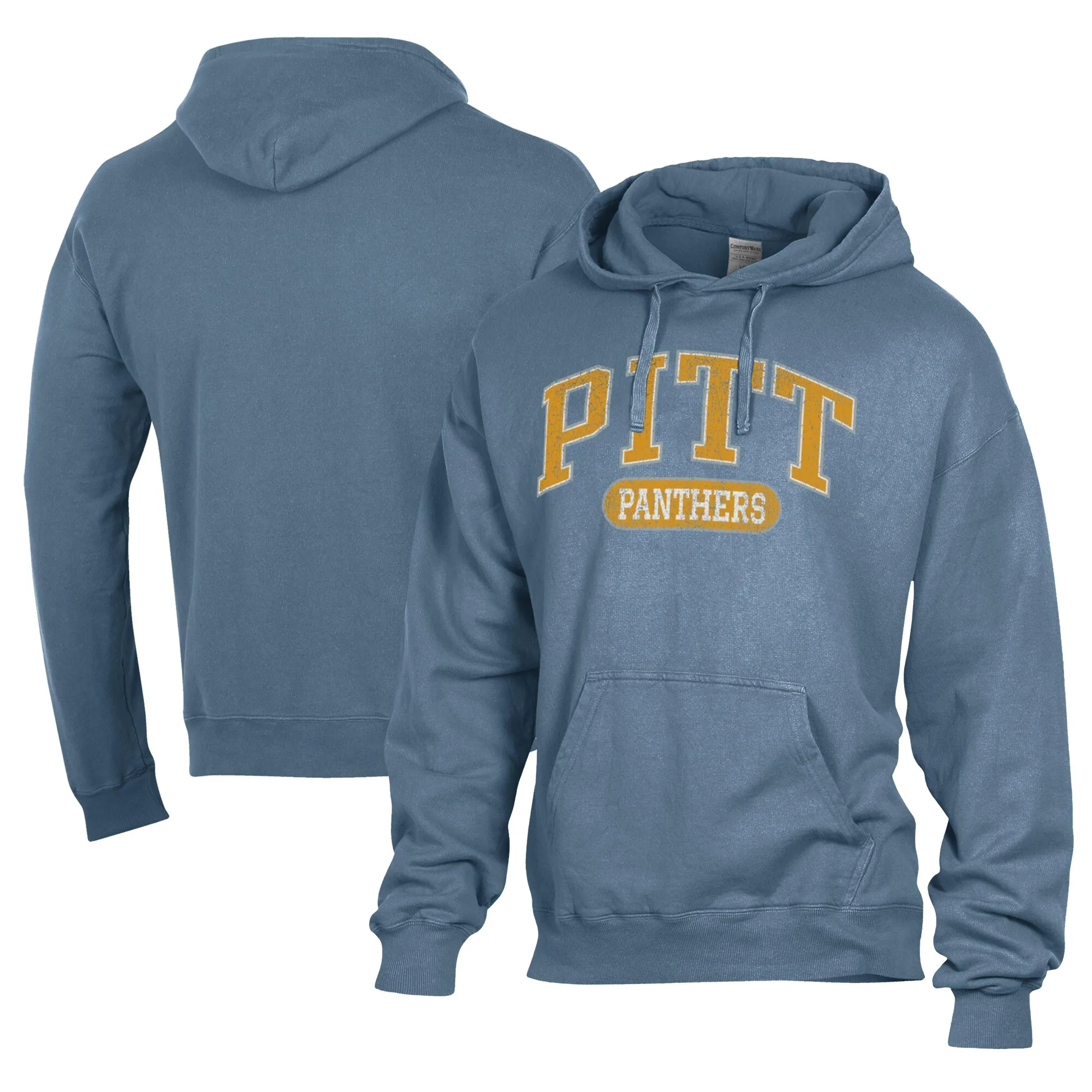 Comfort Wash  Pitt Panthers Blue Lightweight Fleece Pullover Hoodie