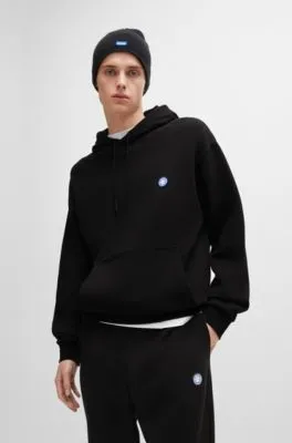 Cotton-terry hoodie with Happy HUGO logo